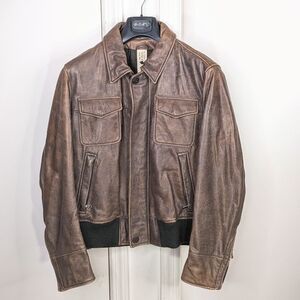 Compagnia Brown Flight pilot Leather Jacket Shearling fighter Bomber Italy 50 L